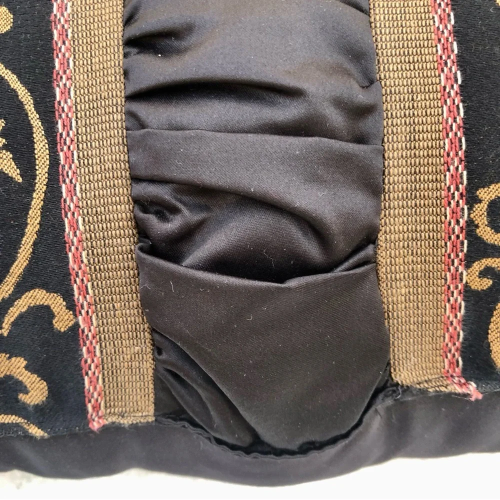 Jeffrey Fabrics Ruched Black Pillow Damask